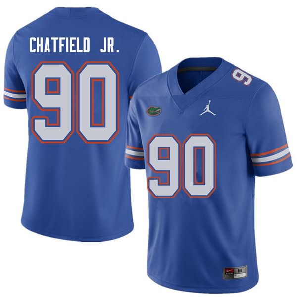 NCAA Florida Gators Andrew Chatfield Jr. Men's #90 Jordan Brand Royal Stitched Authentic College Football Jersey DBH6664CY